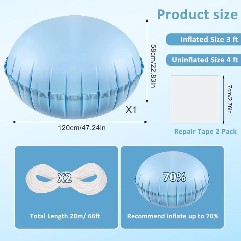 Waybas Pool Pillows for Above Ground Pools, 4ft Dia Heavy Duty Swimming Pool Air Pillow 0.4mm Thickened Pool Closing Winter Kit Pool Cover Float Balloon with String Repair Tape for Winterizing Ice Equalizer - Image 5